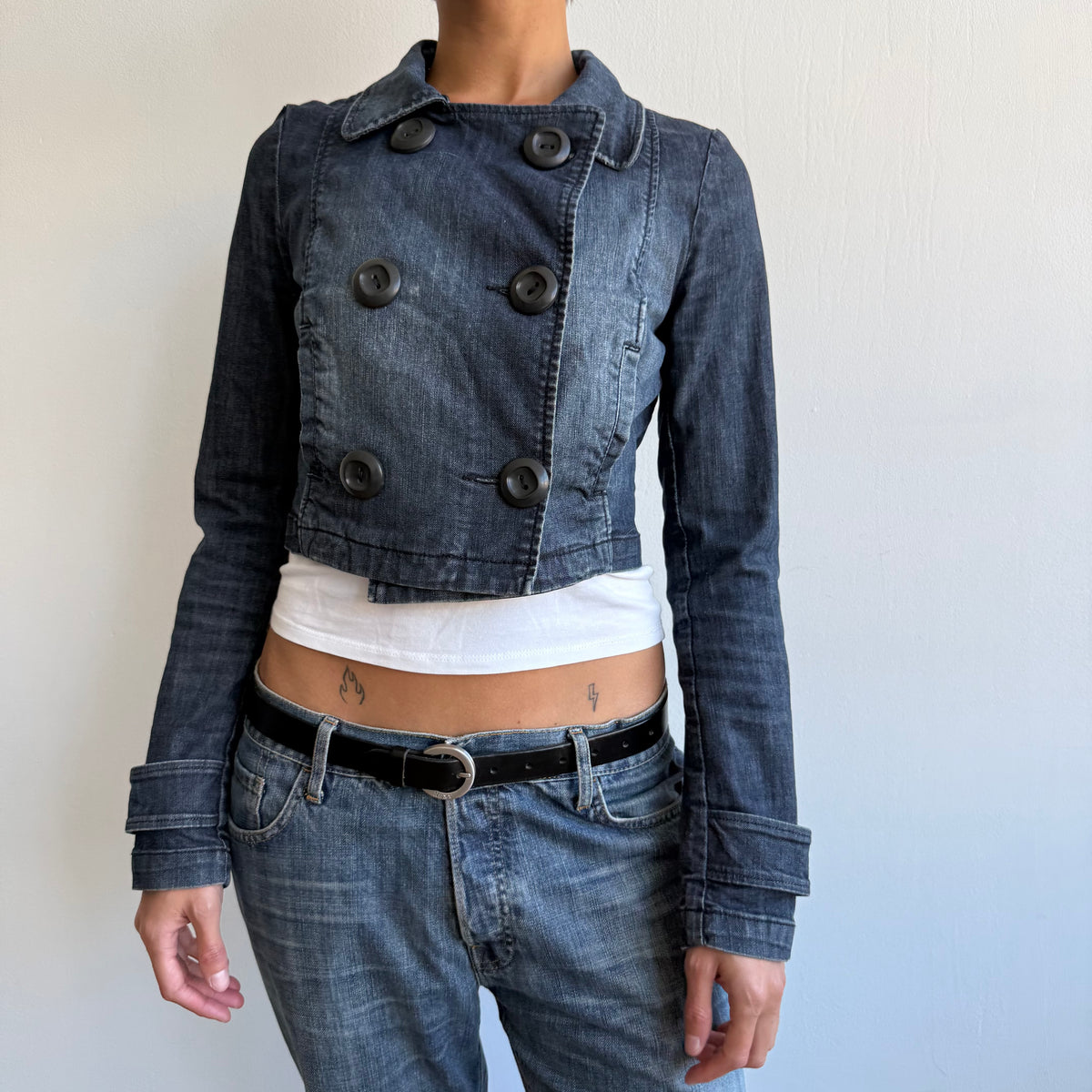 Denim cropped peacoat - Size S