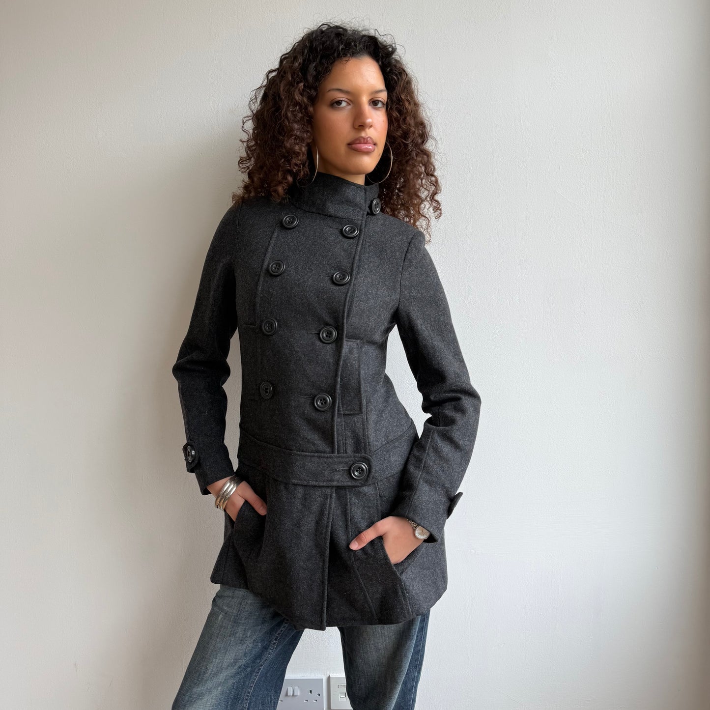 Grey peacoat dress - Size S