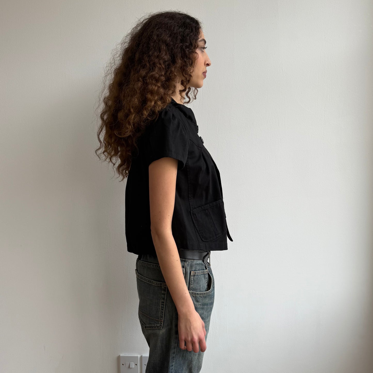 Black short sleeve peacoat - Size S