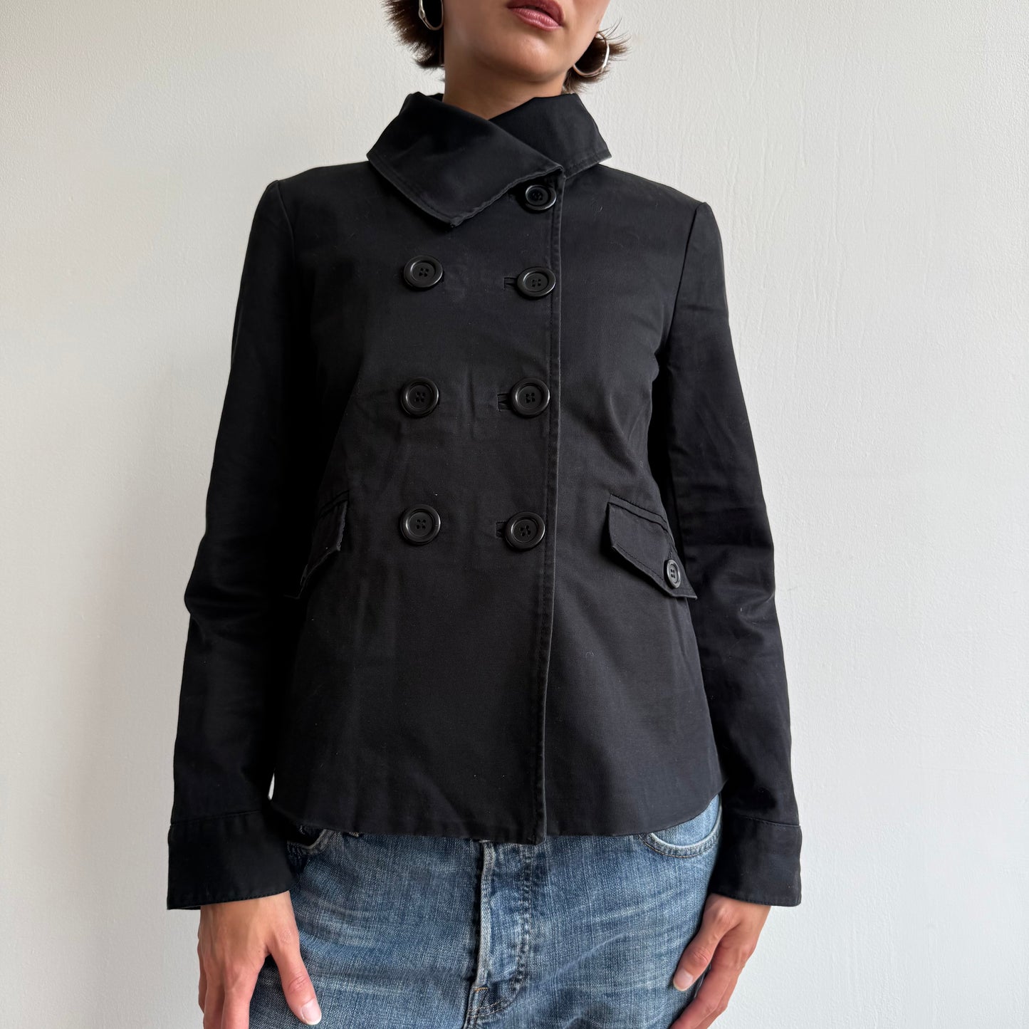 Black double breasted peacoat - Size M