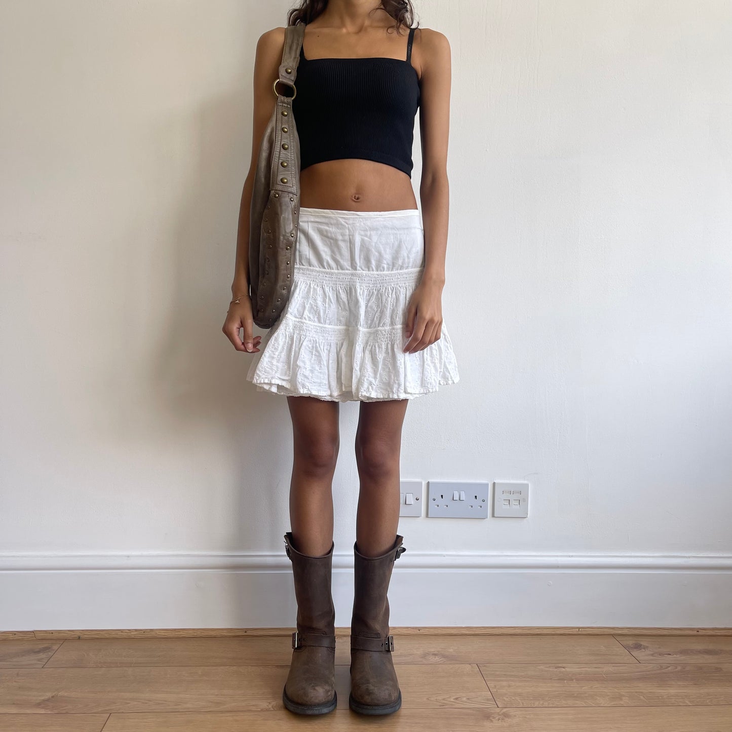 White broderie anglaise mini skirt - Size M