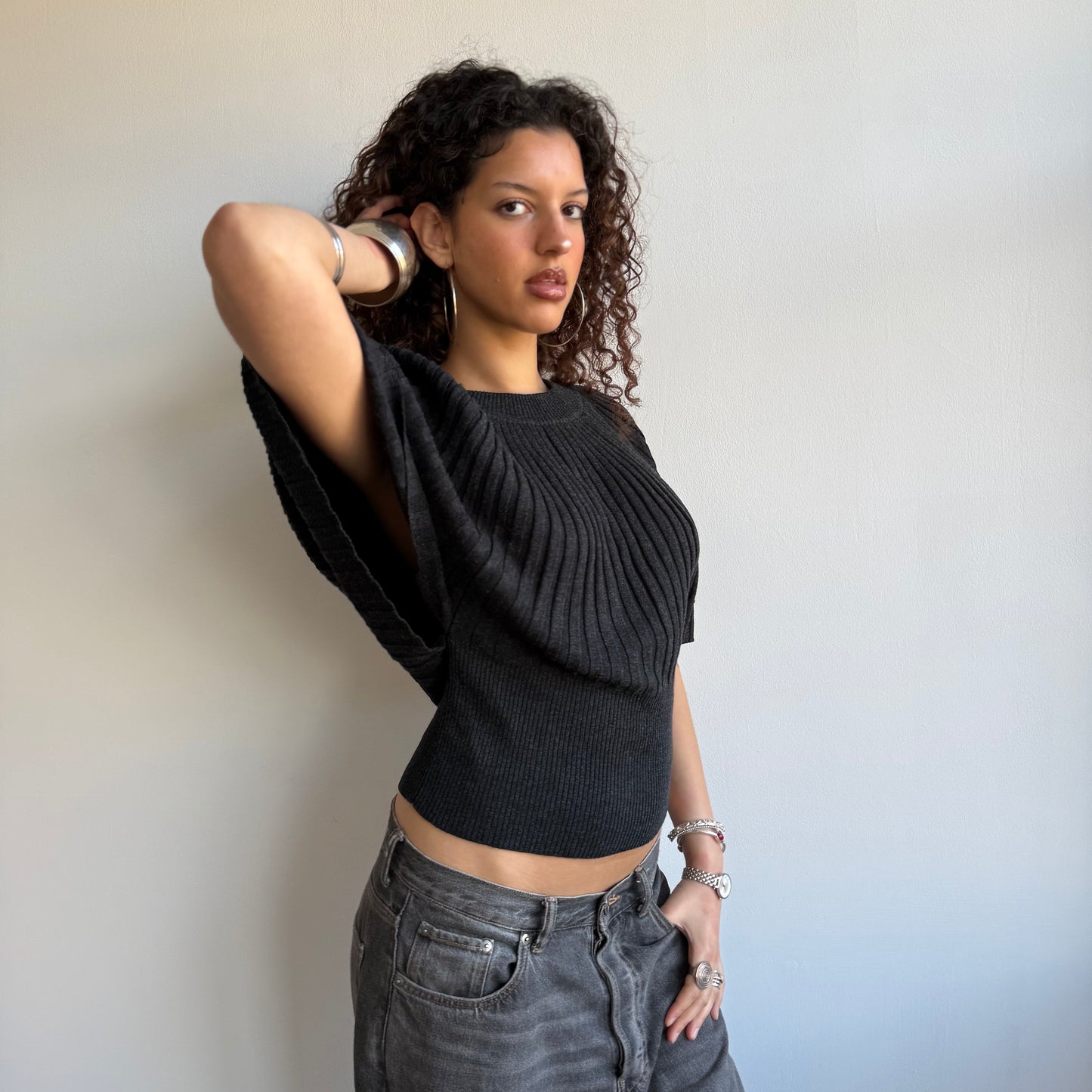 Grey batwing knit - Size S
