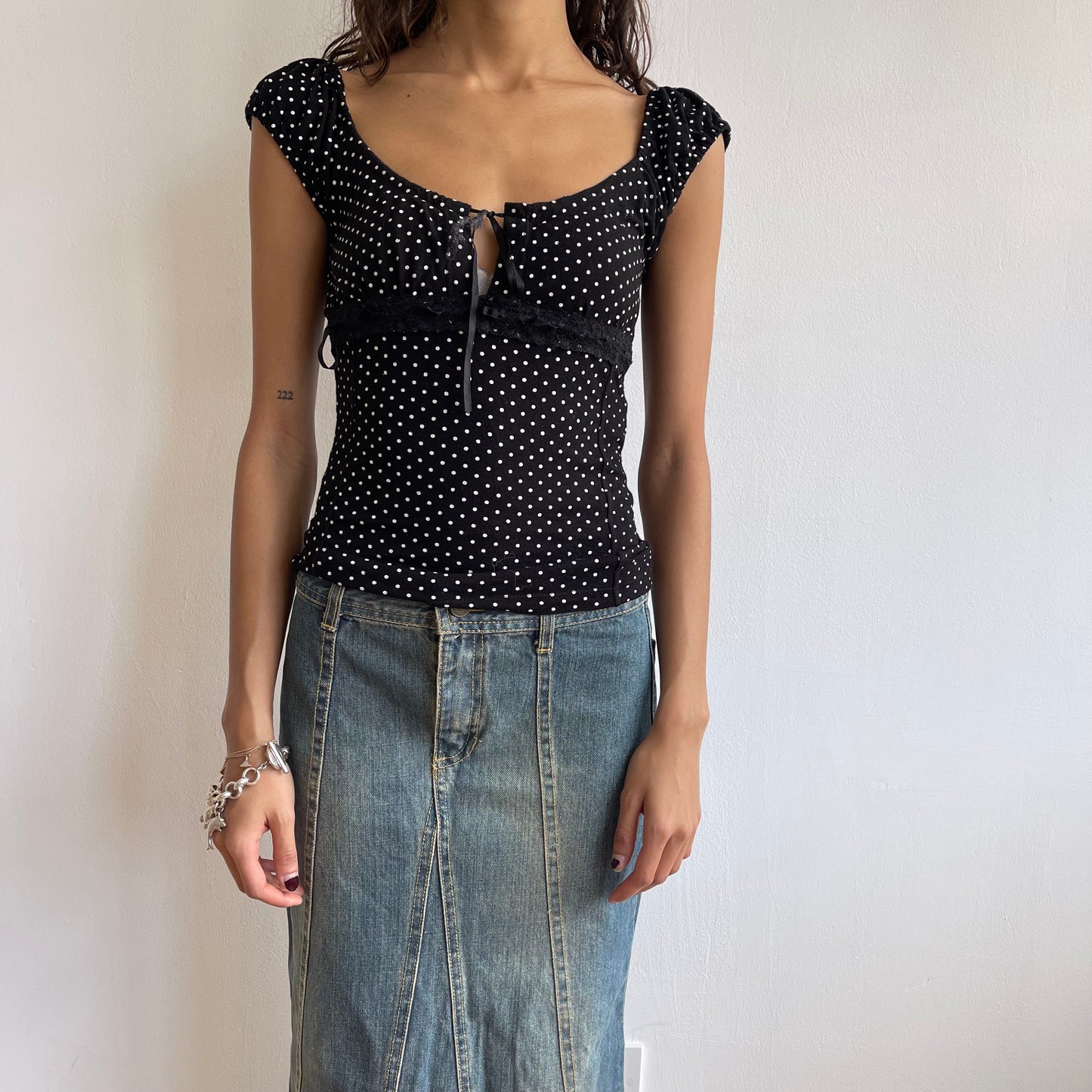 Polka dot milkmaid top - Size S