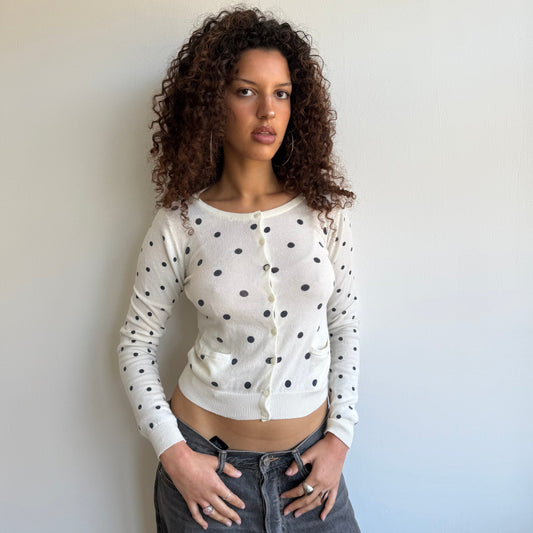 Cream polka dot cardigan - Size S