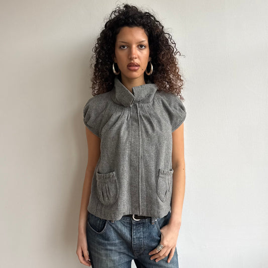 Grey short sleeve peacoat - Size M