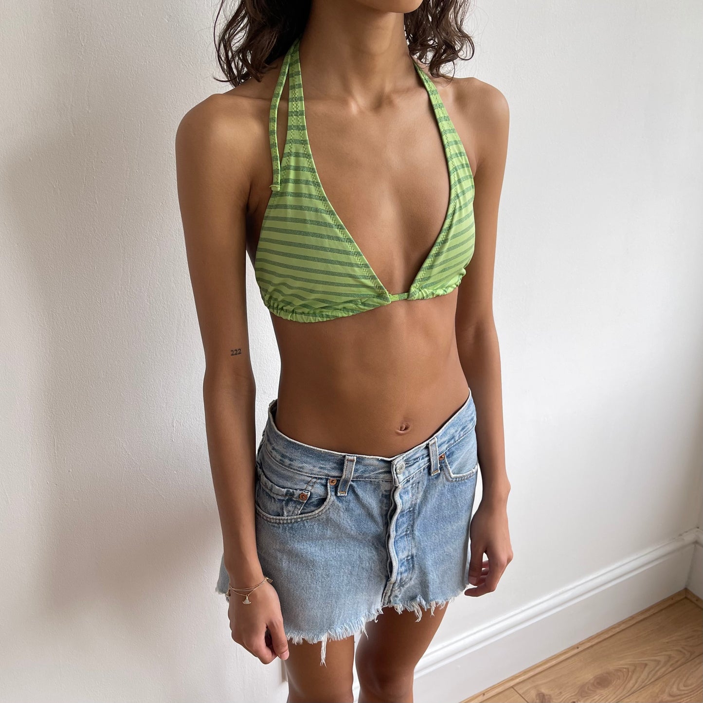 Green stripe bikini - Size M