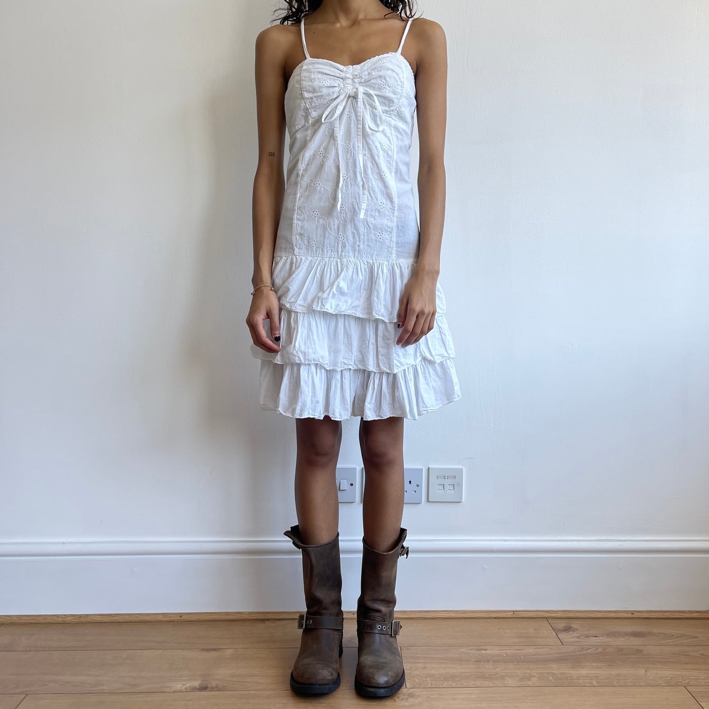 White broderie rara dress - Size S