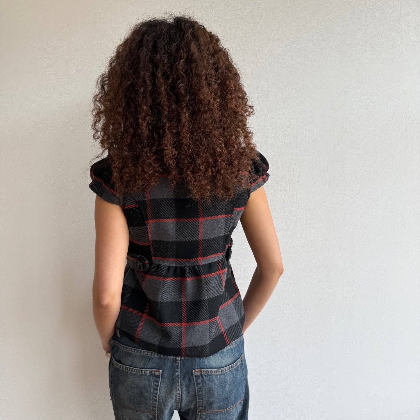 Plaid short sleeve peacoat - Size S