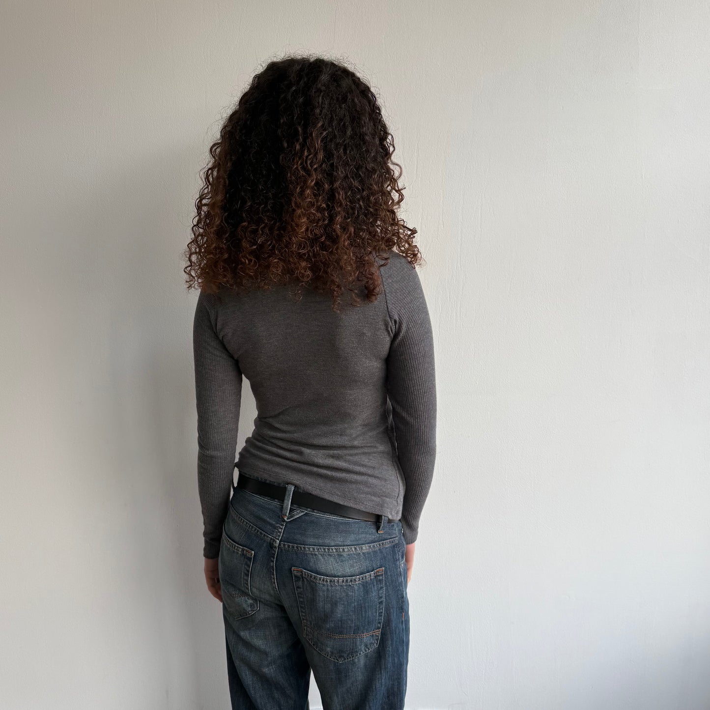 Grey double layer knit top - Size S
