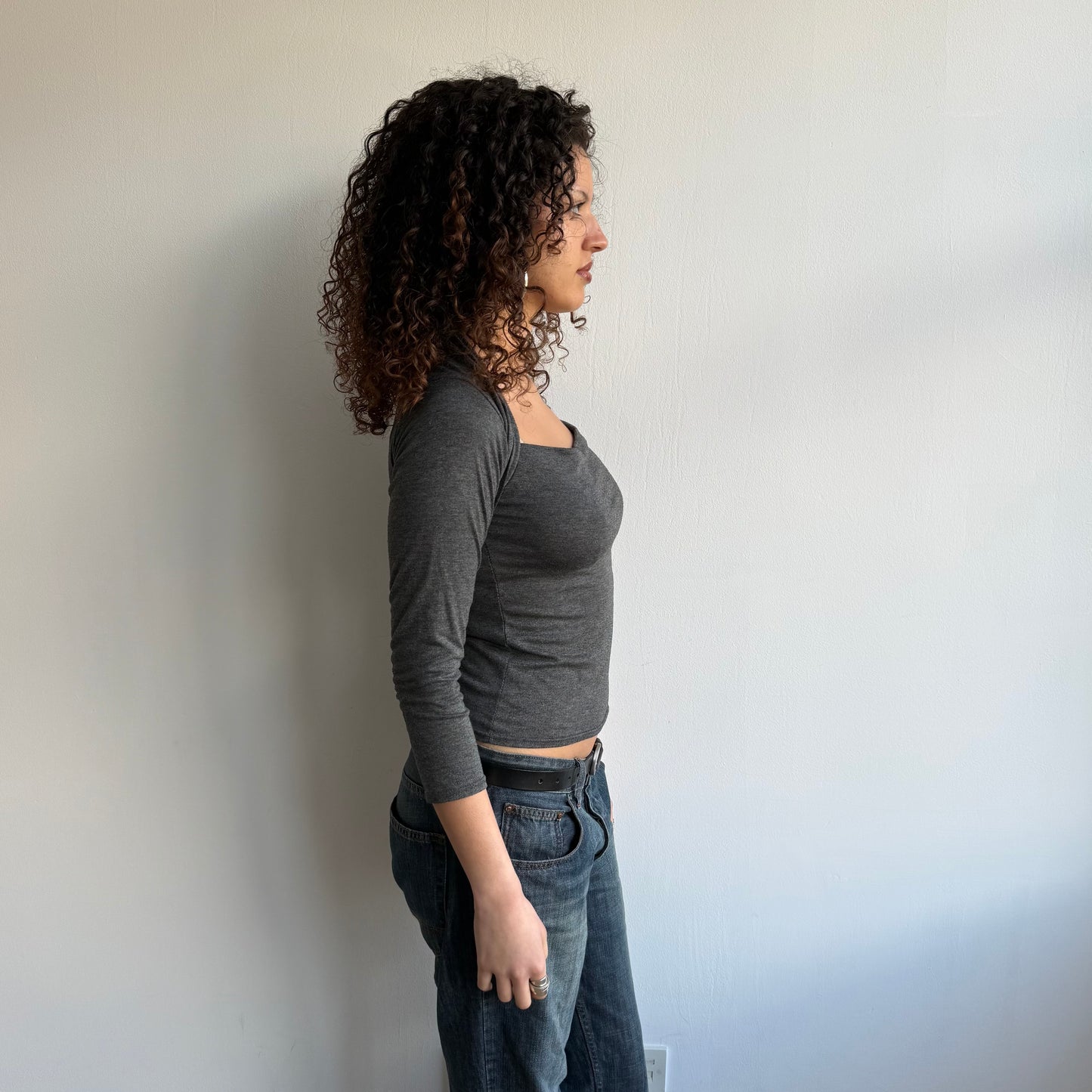 Grey bolero 3/4 sleeve top - Size M