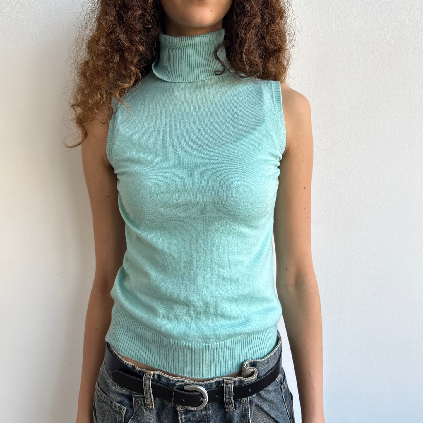 Turquoise sleeveless roll neck - Size S