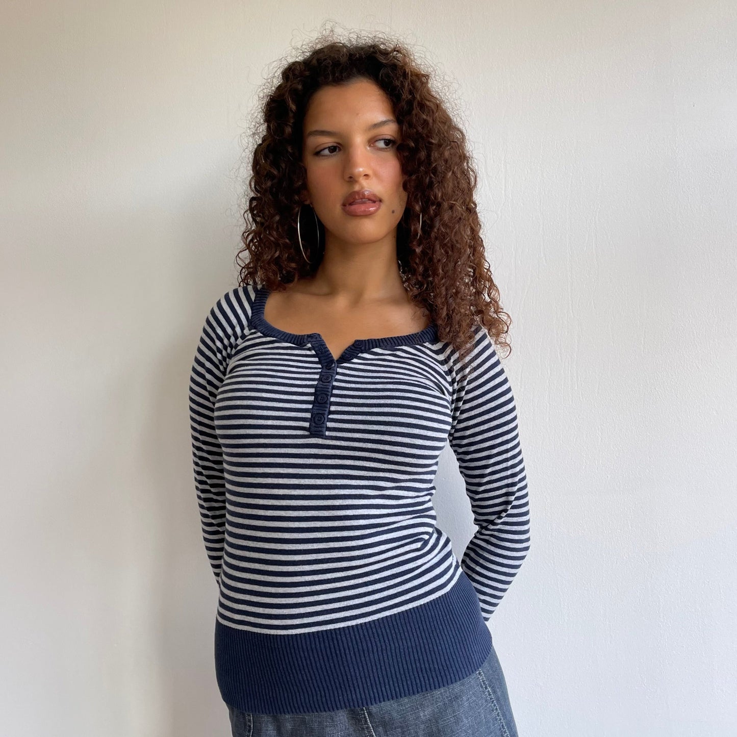 Blue stripe knit top - Size S