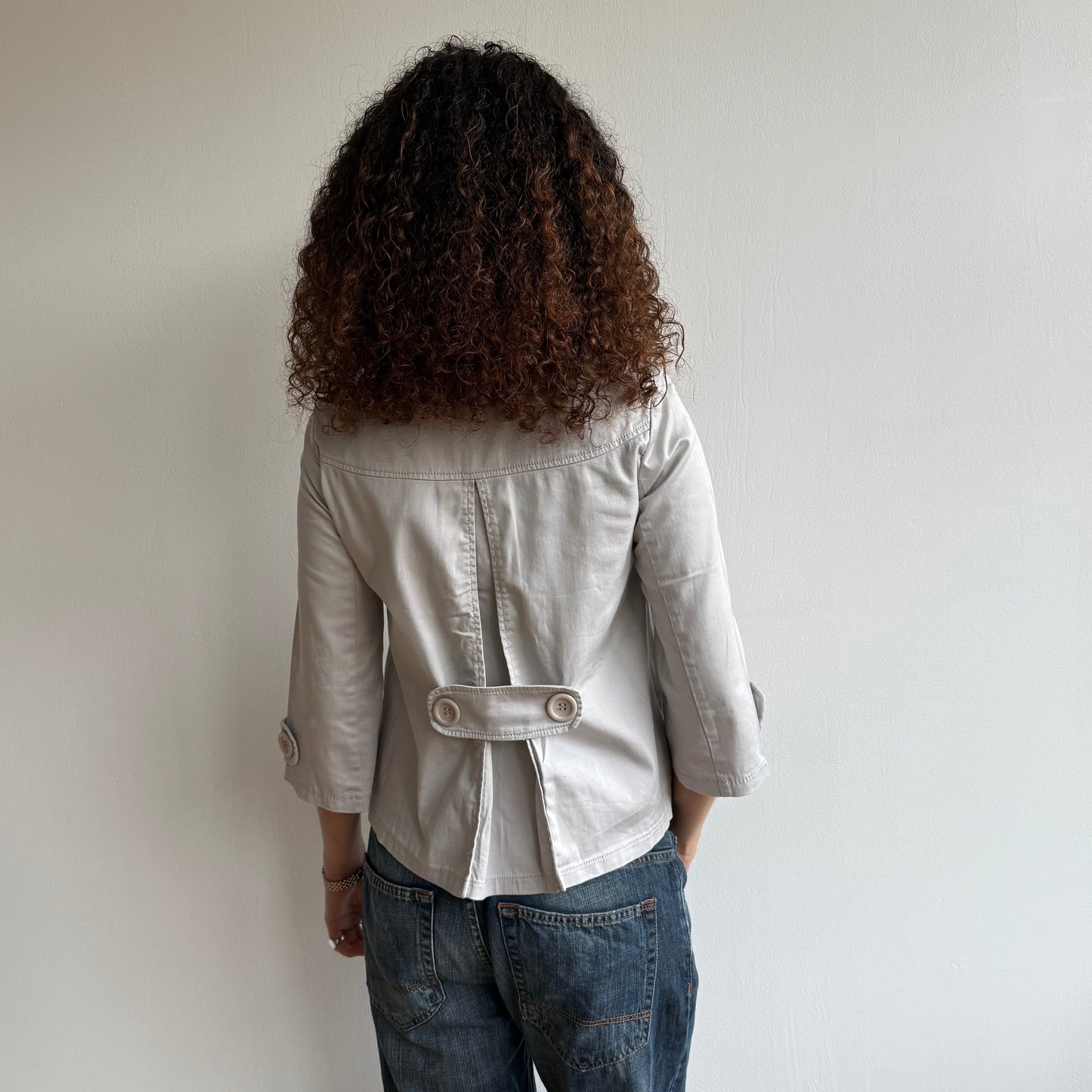 Light grey 3/4 sleeve swing peacoat - Size M