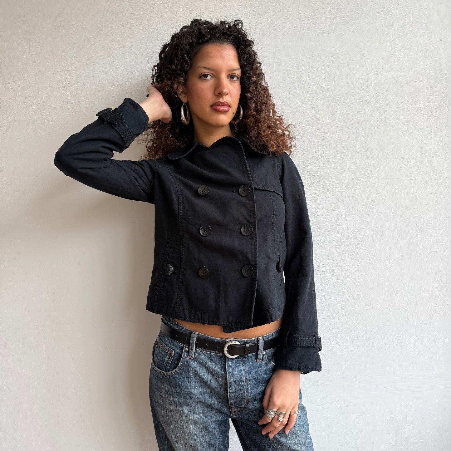 Black double breasted peacoat - Size S