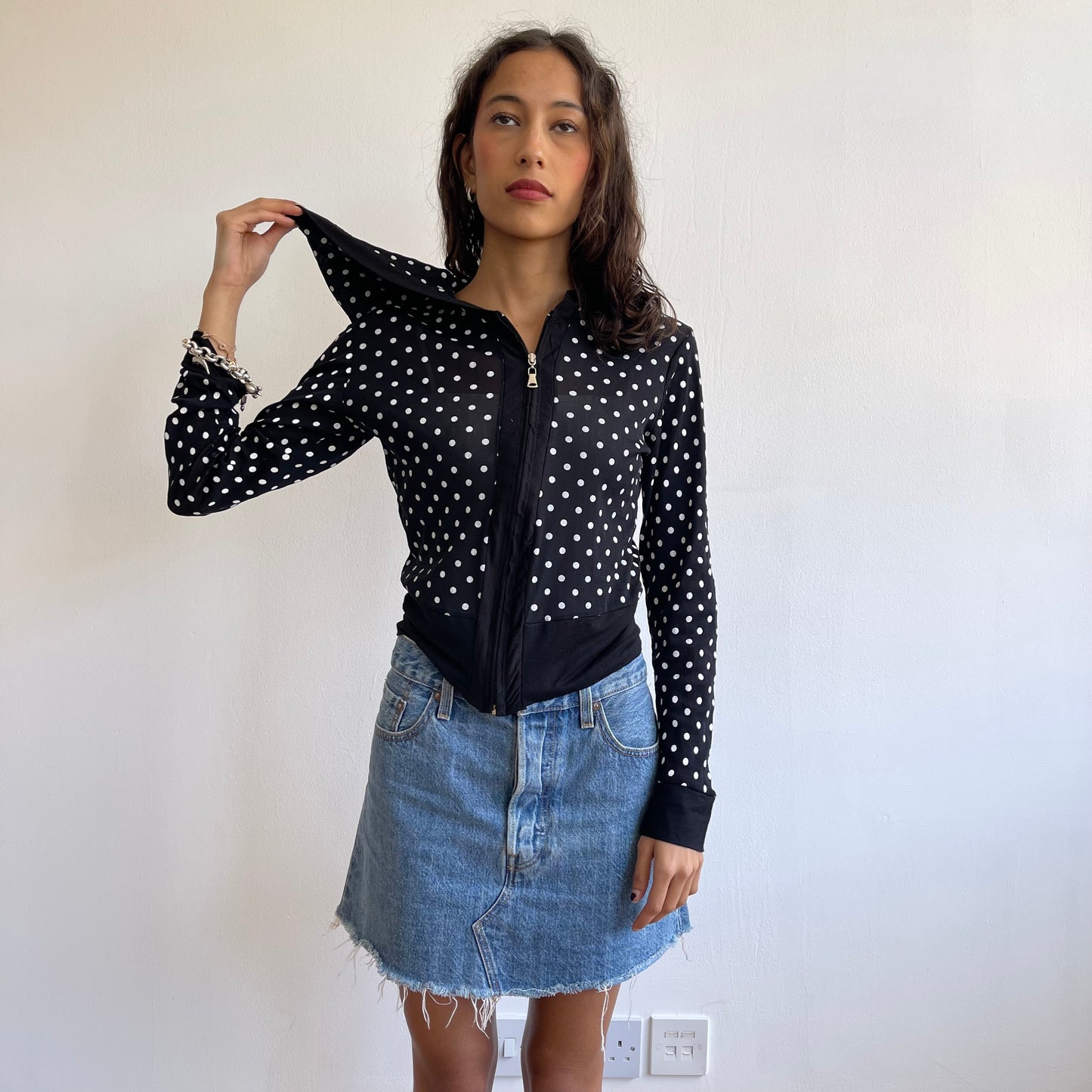 Polka dot mesh hoodie - Size S