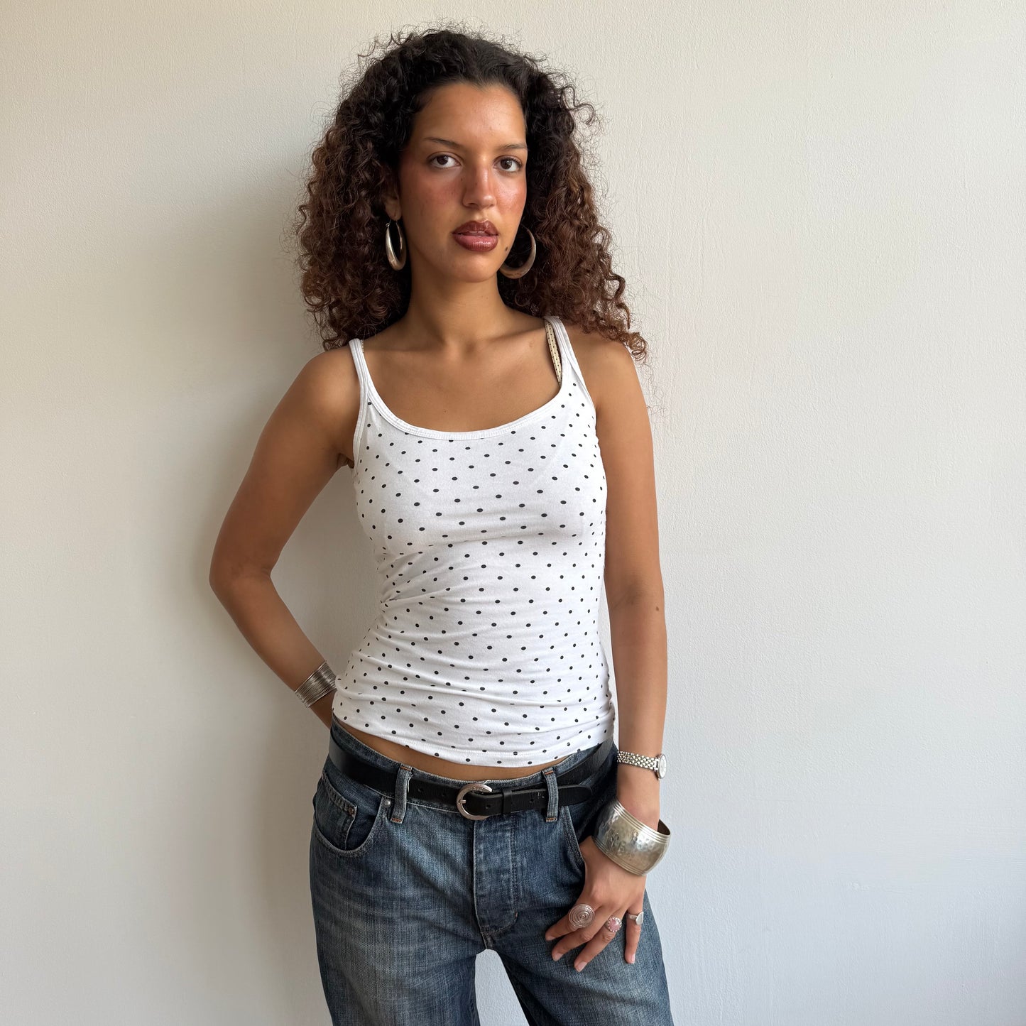 White polka dot cami - Size S