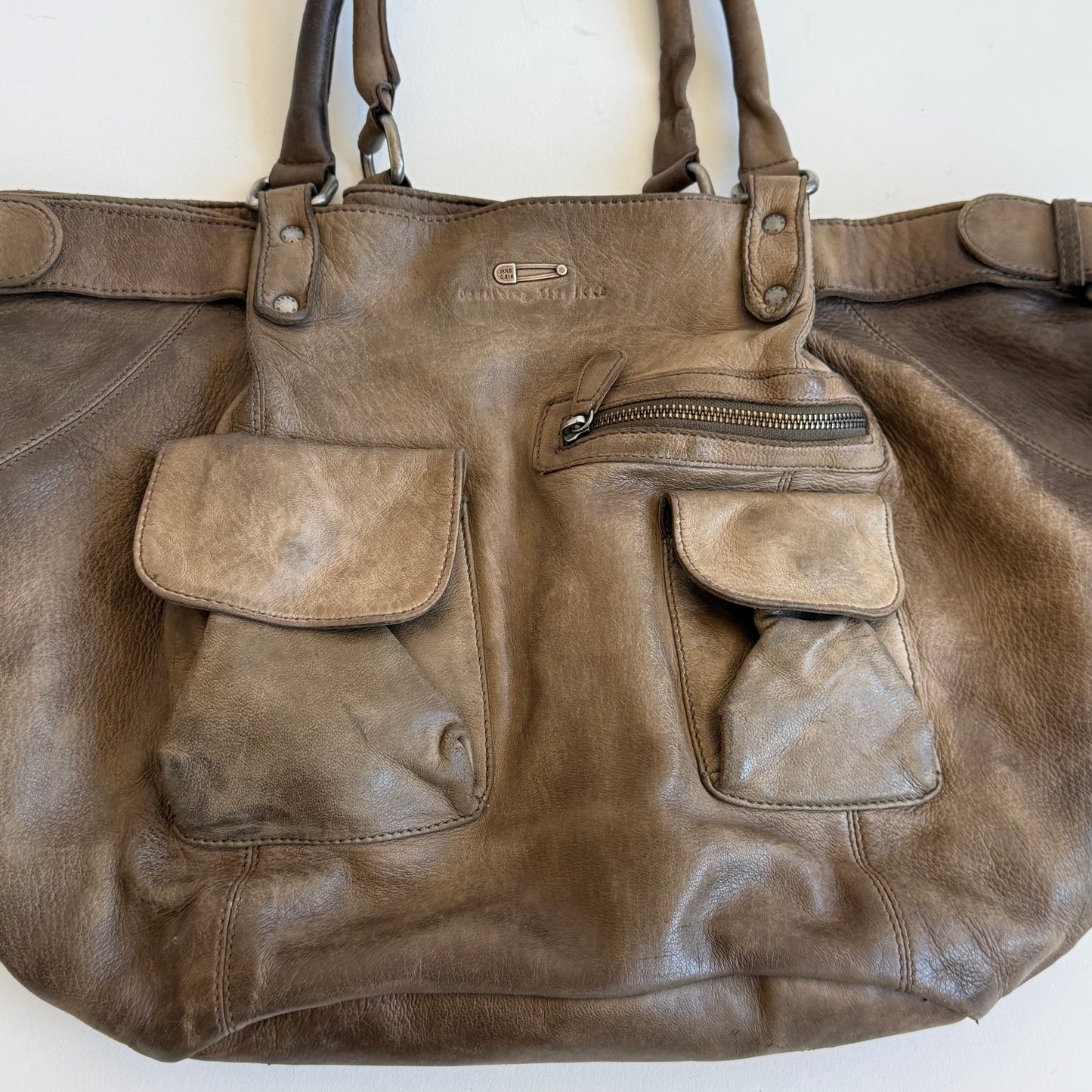 Brown leather buckle bag - One Size