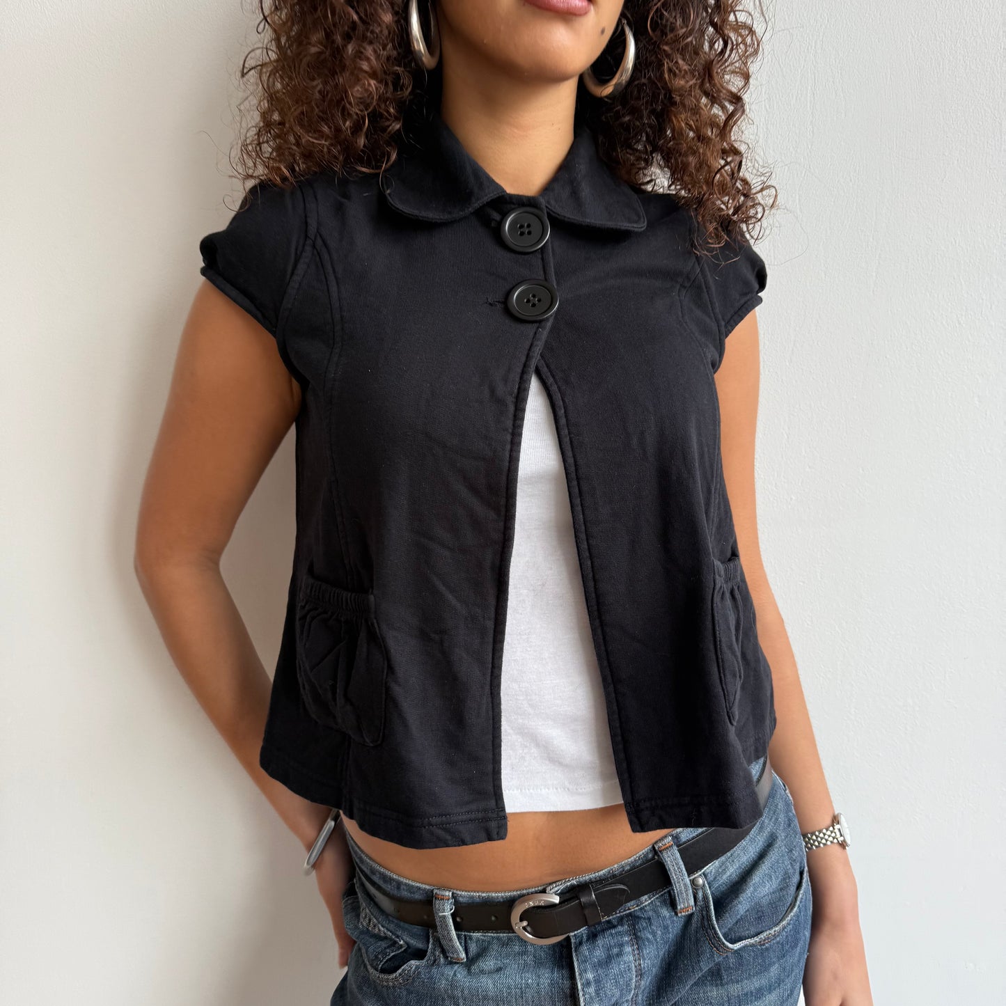 Black short sleeve peacoat - Size S-M