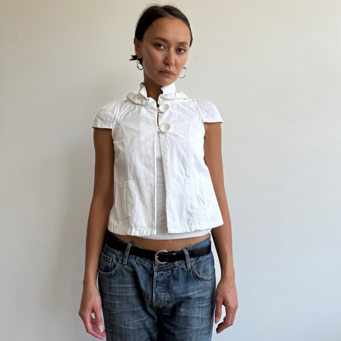 White short sleeve peacoat - Size S