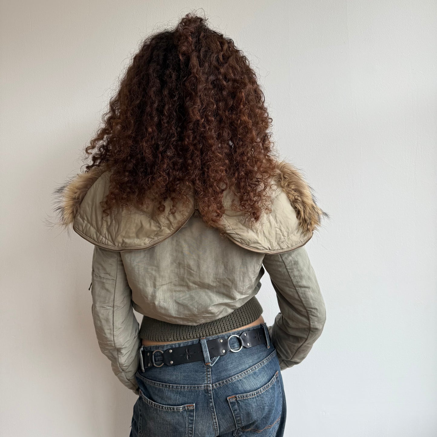 Khaki fur hood bomber - Size S