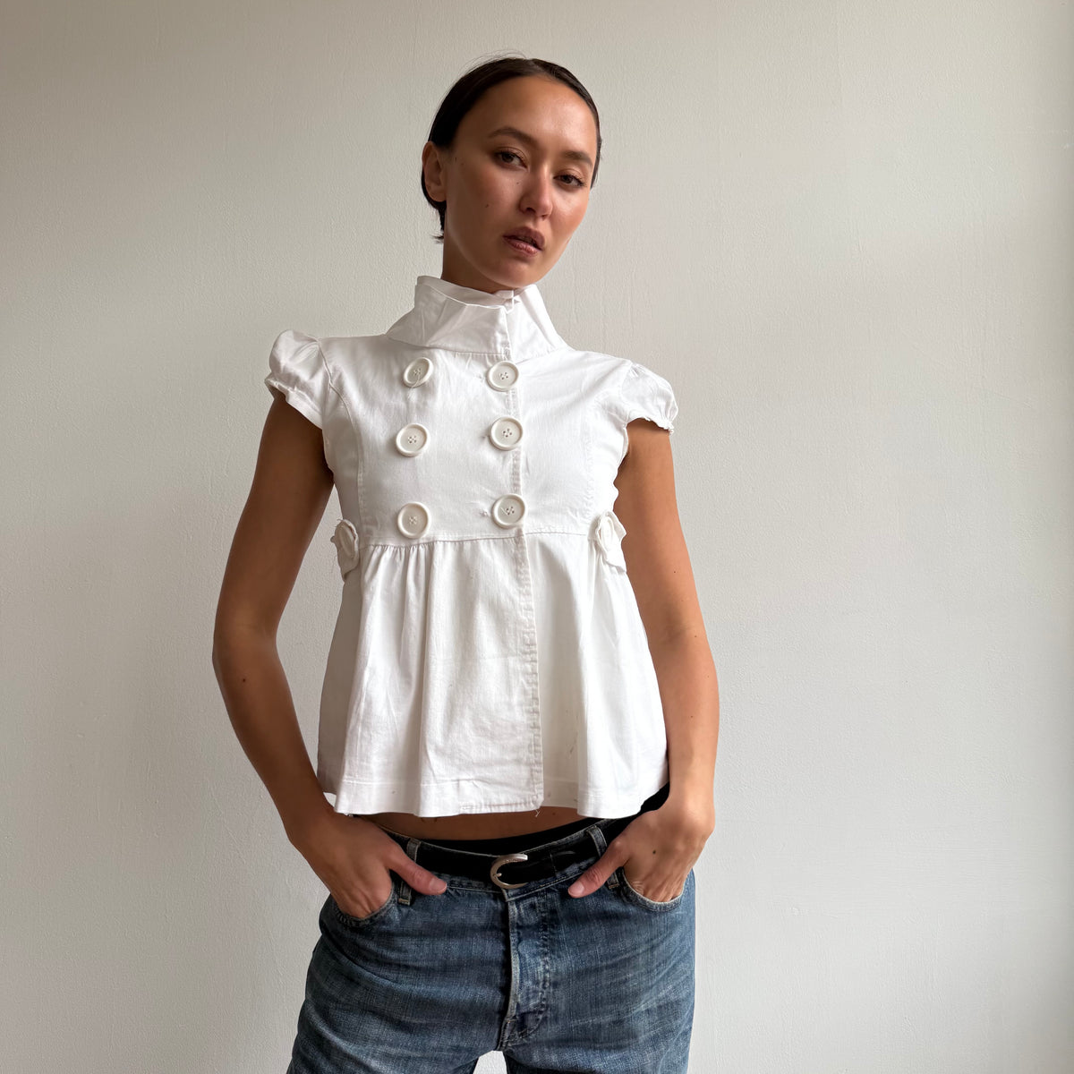 White short sleeve peacoat - Size S