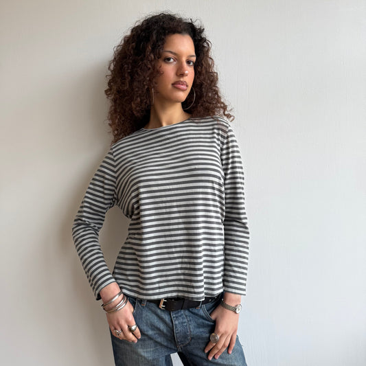 Grey stripe baggy top - Size M/L
