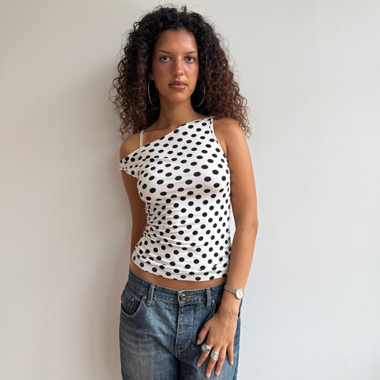 White polka dot top - Size M
