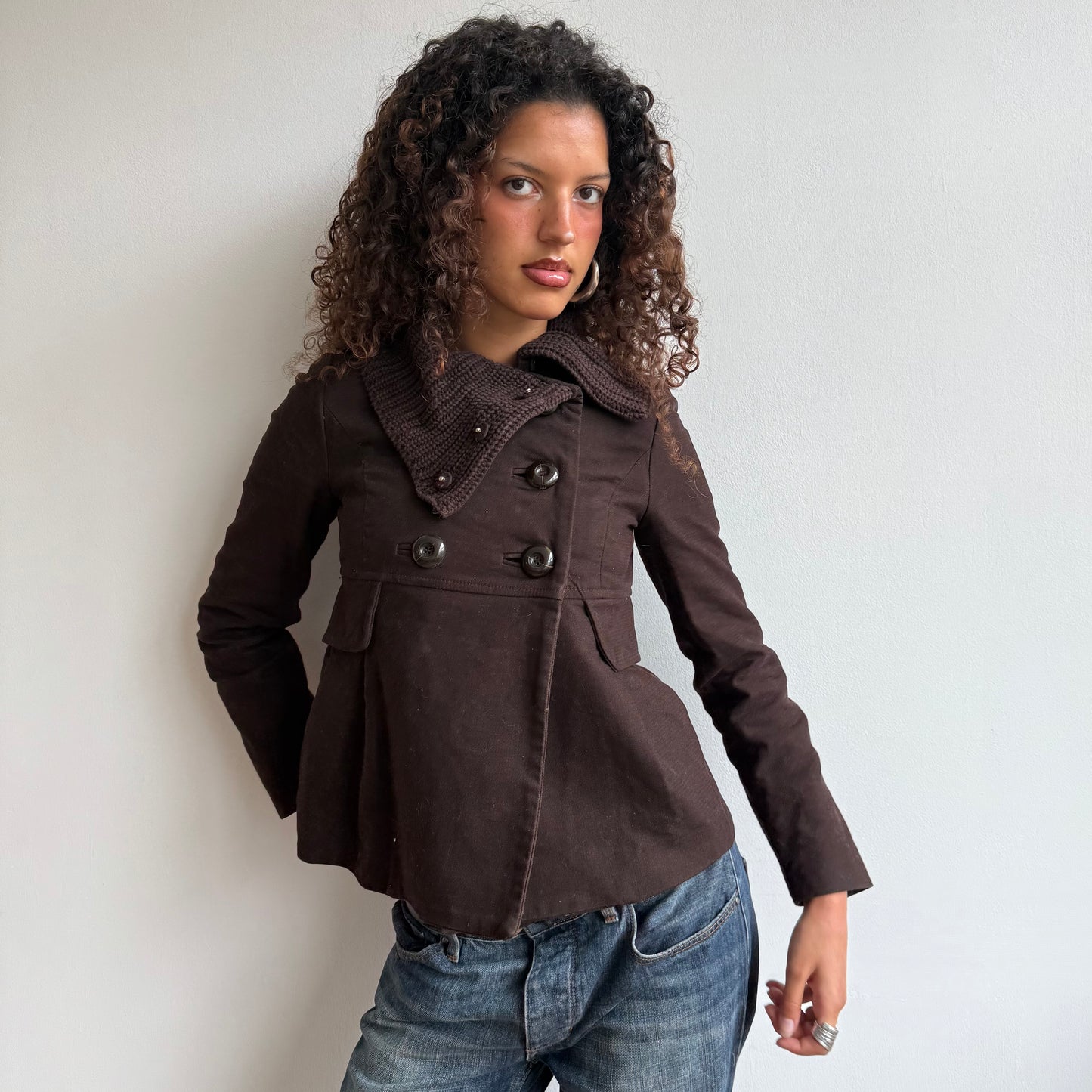 Brown double breasted peacoat - Size S