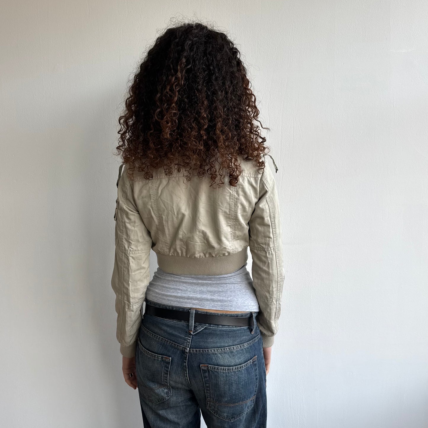 Beige cropped cargo jacket - Size M/L