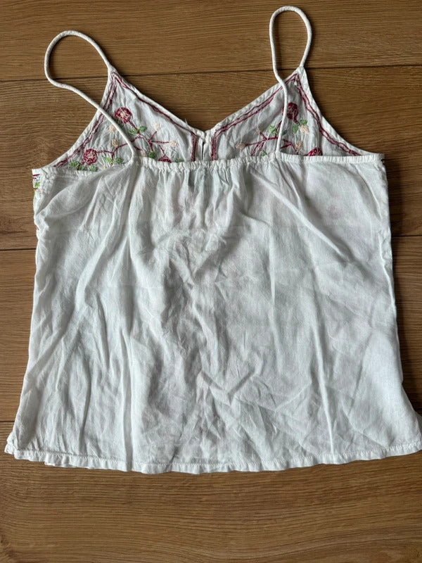 White embroided open front cami - Size XS