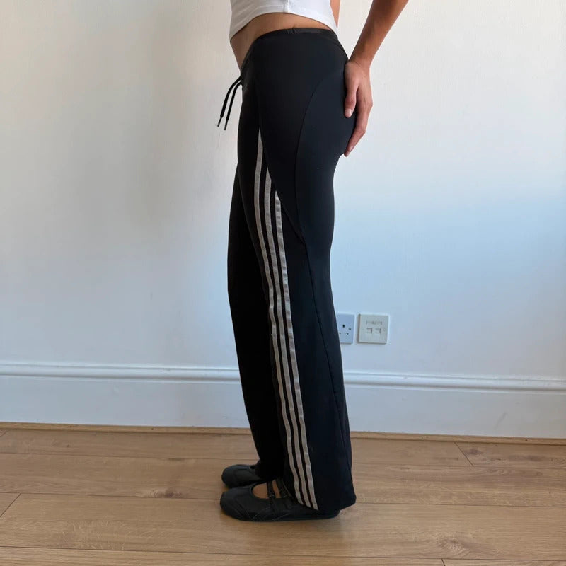 Black Adidas 3 stripe wide leg yoga pants - Size XXS/XS