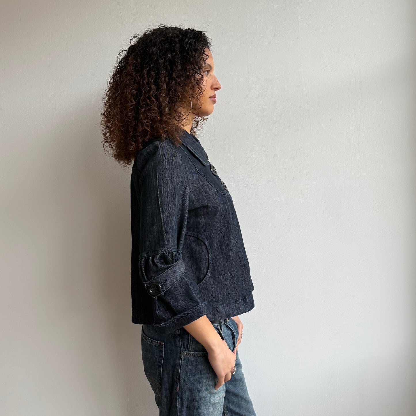 Denim 3/4 sleeve peacoat - Size M