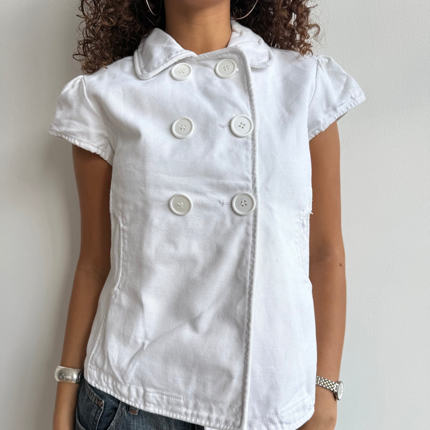 White short sleeve peacoat - Size S