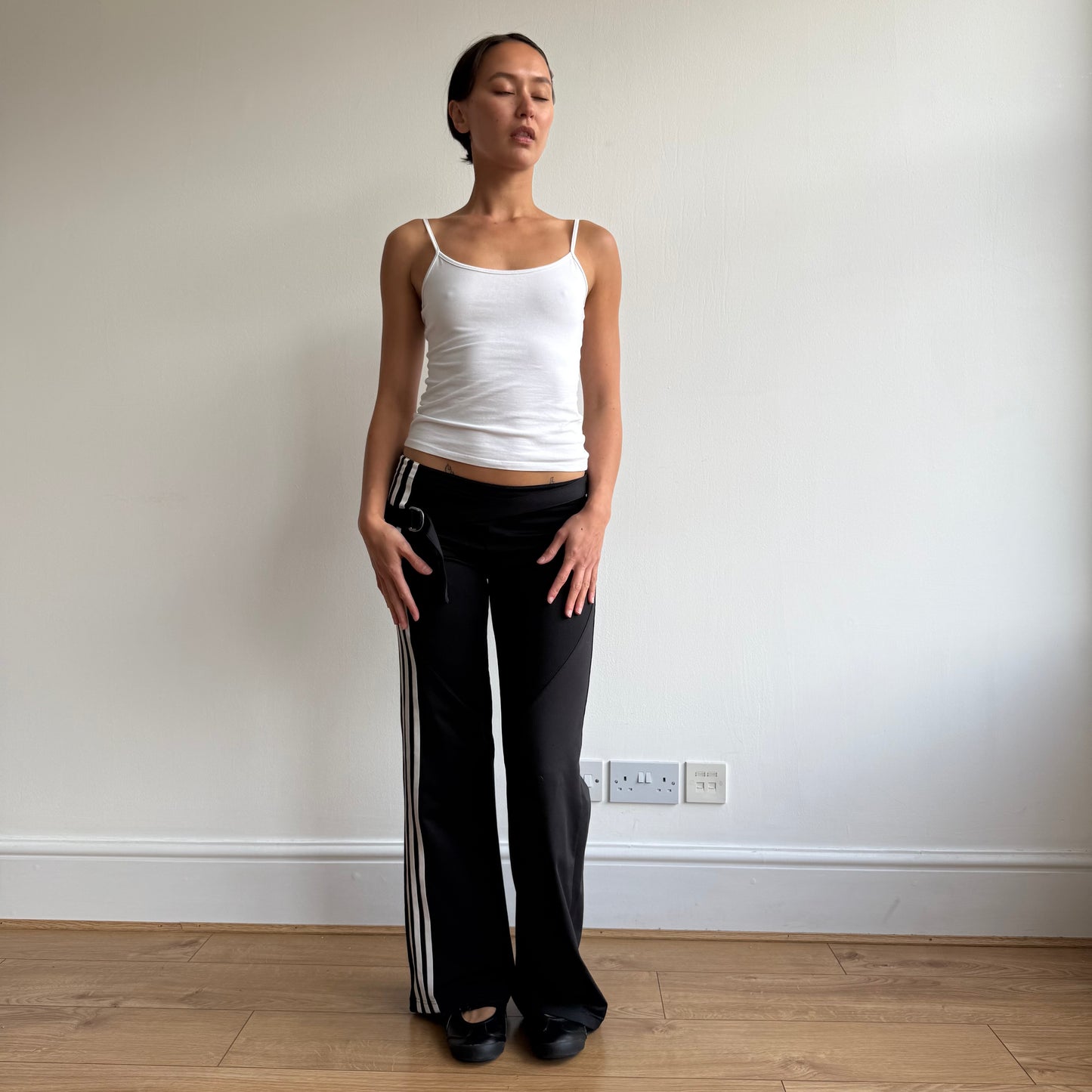 Black Adidas stripe flared yoga pants - Size S