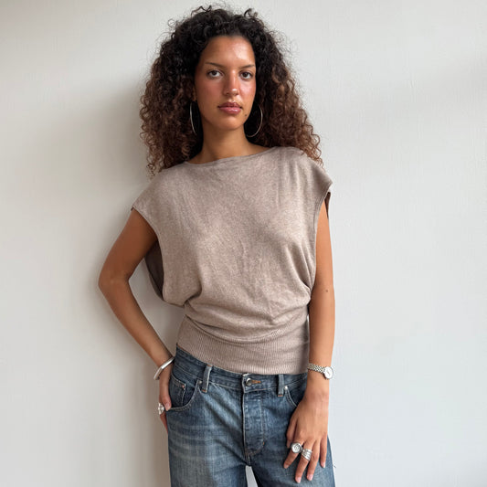 Beige open back knit - Size M