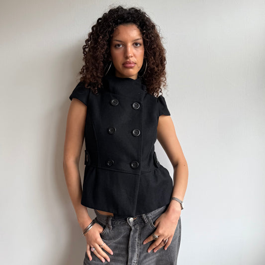 Black short sleeve peacoat - Size M