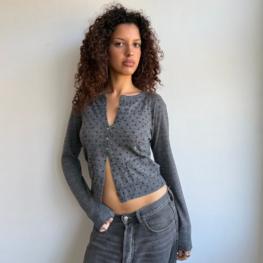 Grey polka dot cardigan - Size S