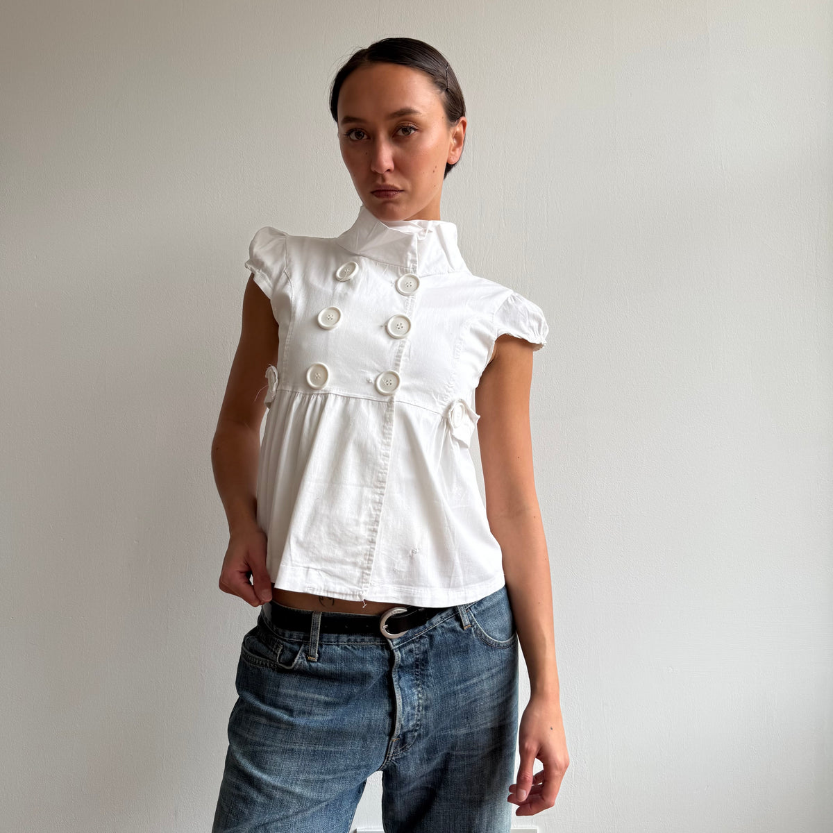 White short sleeve peacoat - Size S