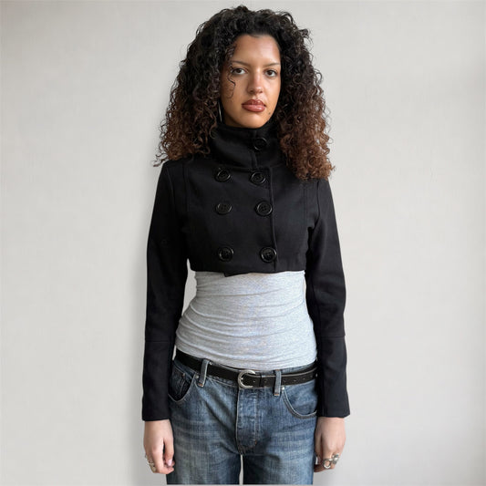 Black cropped peacoat - Size M