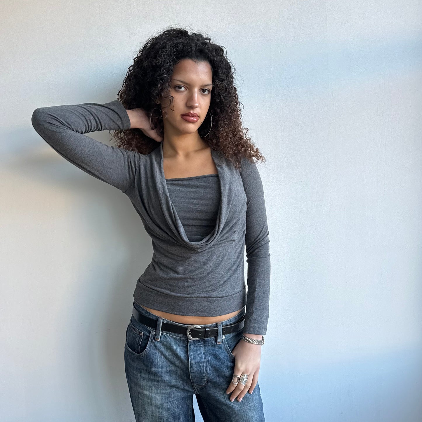 Grey double layer keyhole top - Size S