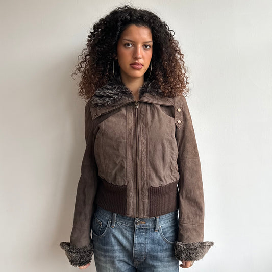 Suede and fur motocross jacket - Size M