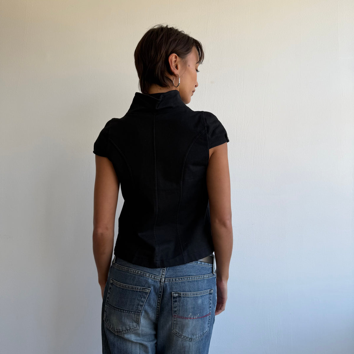 Black short sleeve peacoat - Size S