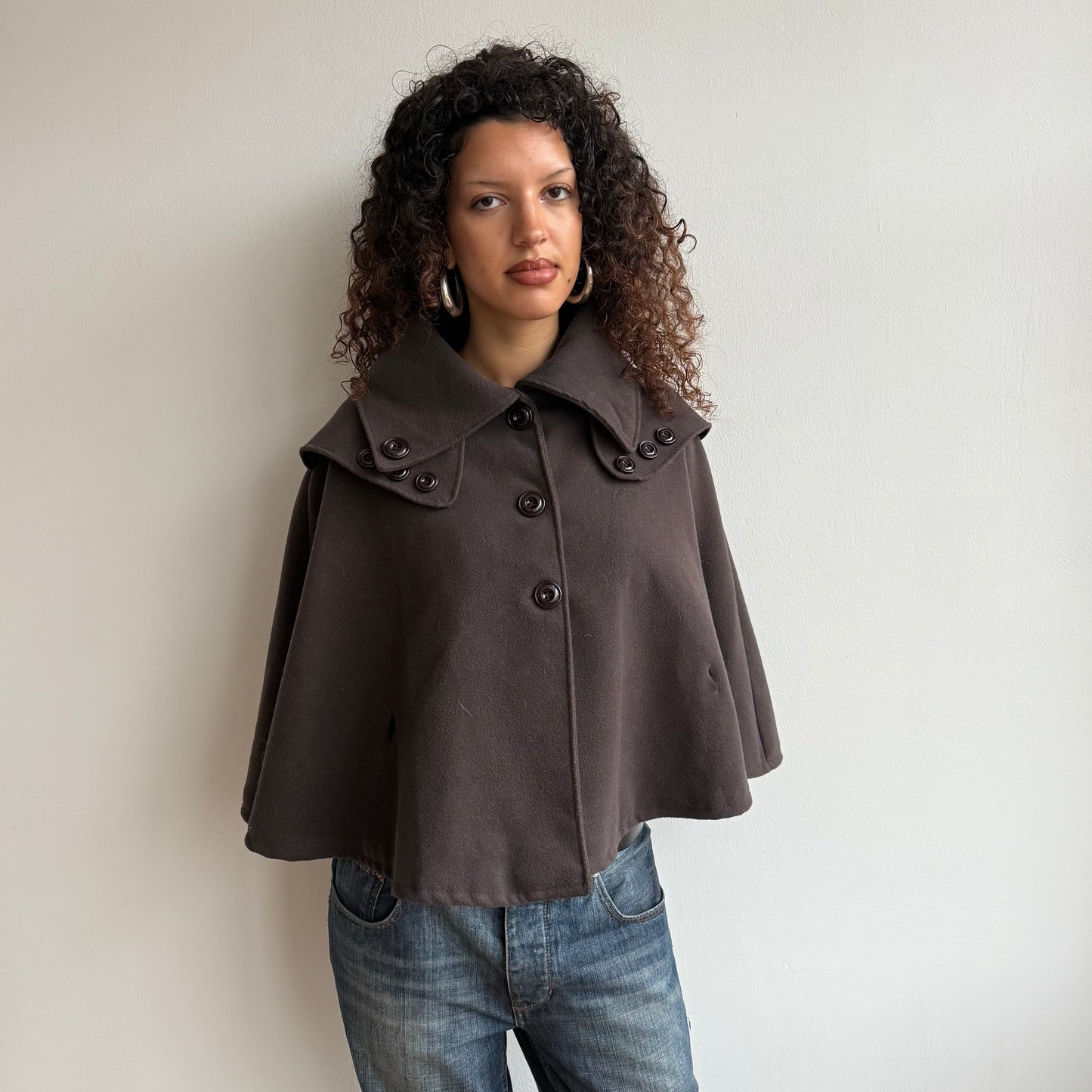Brown button cape - One Size