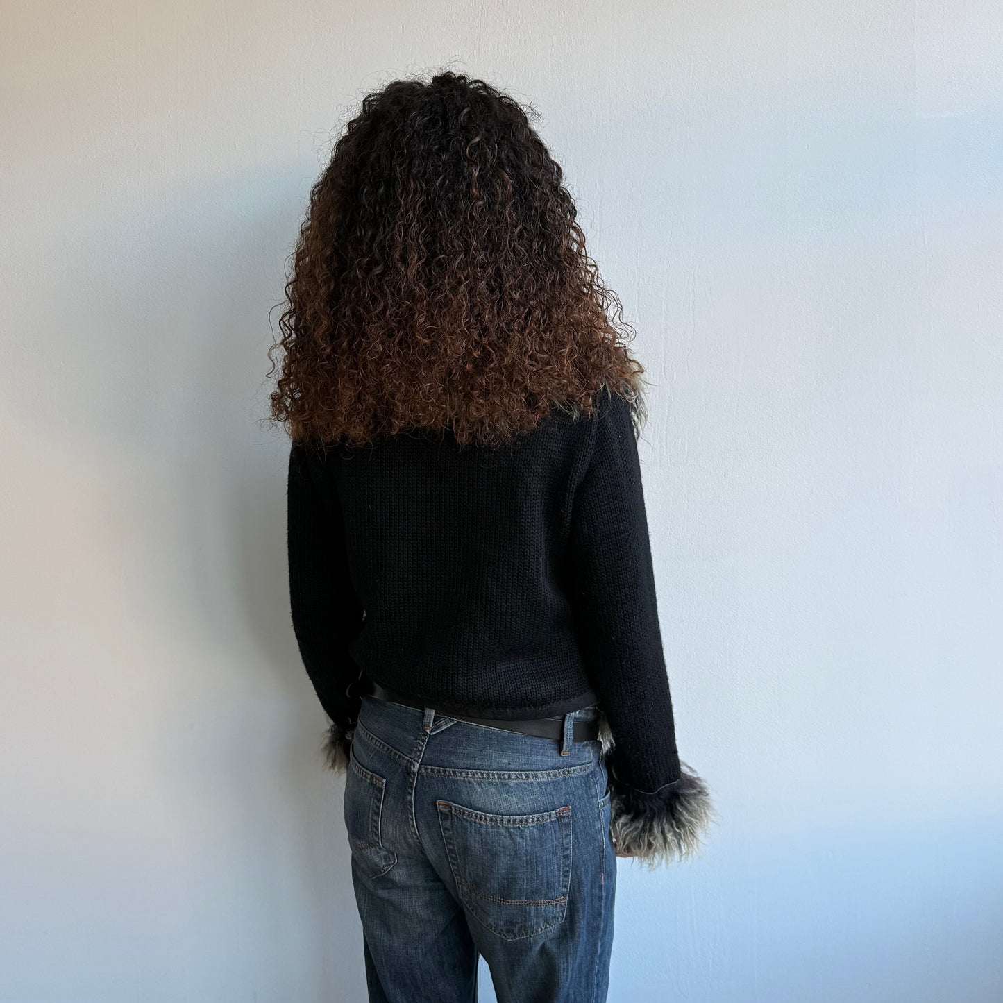 Black knit afghan jacket - Size M
