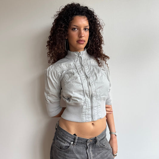 Grey 3/4 sleeve cargo jacket - Size S