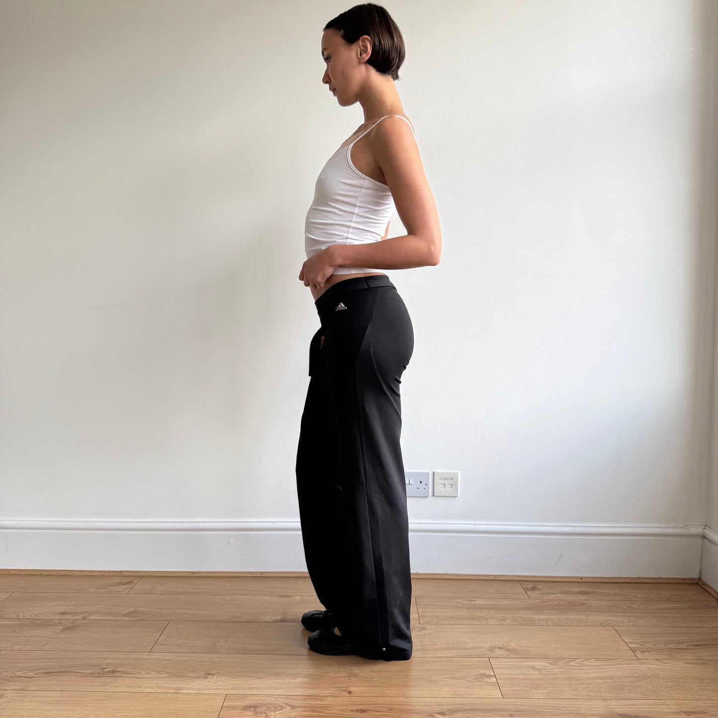 Black Adidas stripe flared yoga pants - Size S
