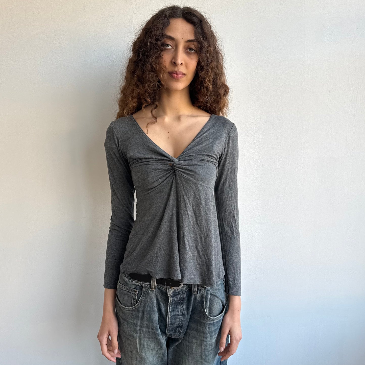 Charcoal twist keyhole top - Size S