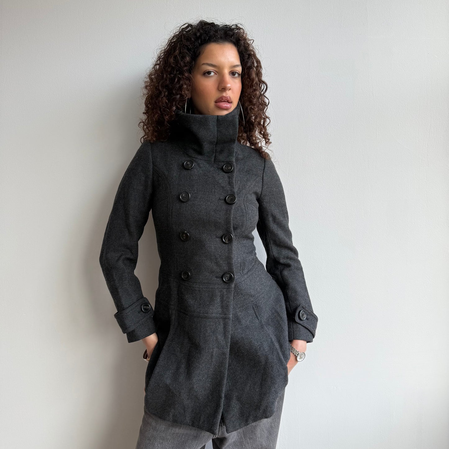Grey peacoat dress - Size XS