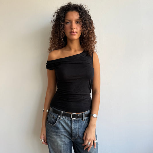 Black cowl keyhole top - Size S