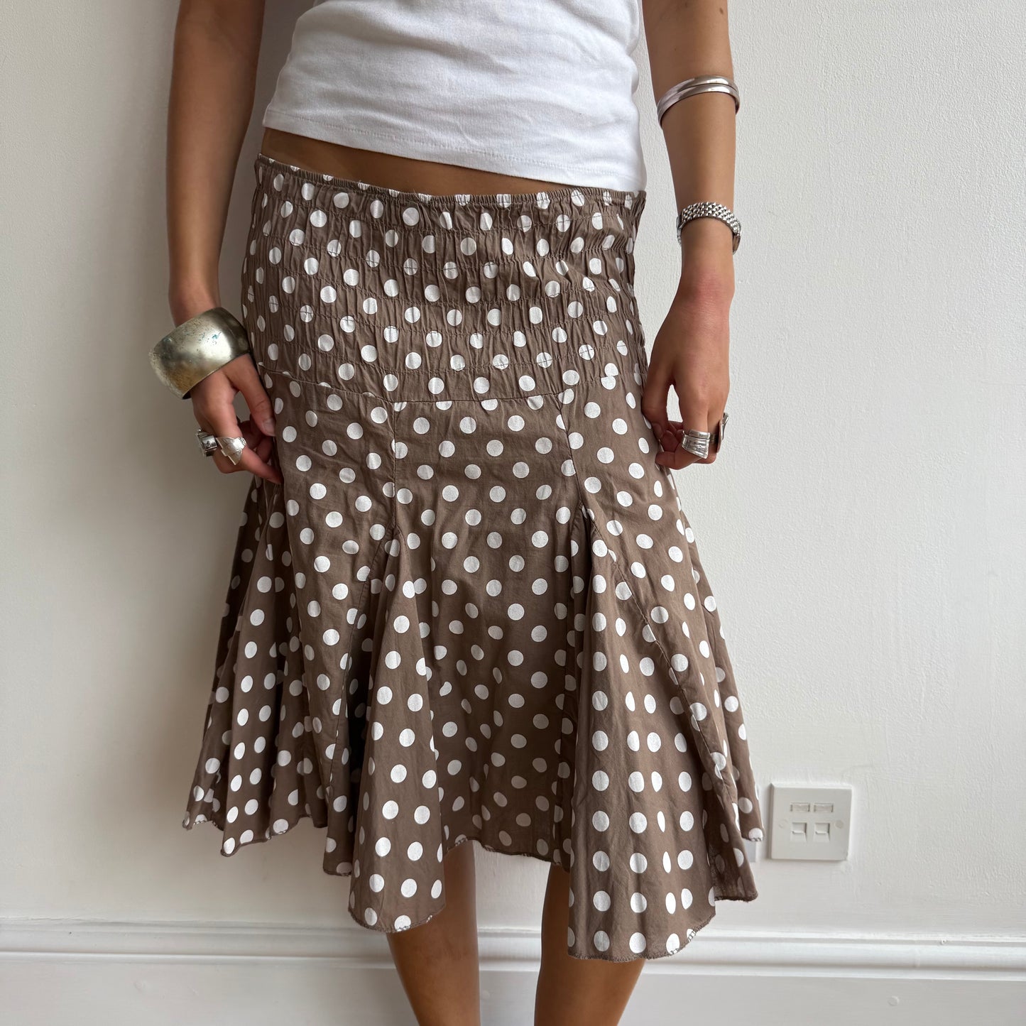 Brown polka dot midi skirt - Size M